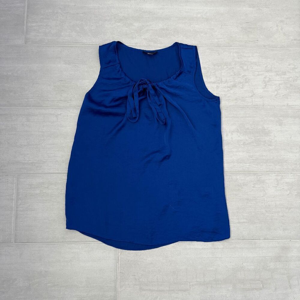 Willi Smith Blouse Sleeveless Top Flowy Blue Lightweight Silk-feel Small Tank